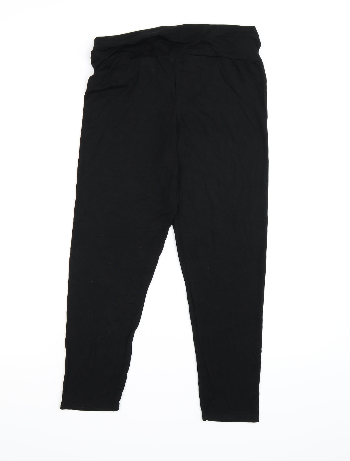 Boohoo Womens Black  Ramie Cropped Leggings Size 16 L21 in