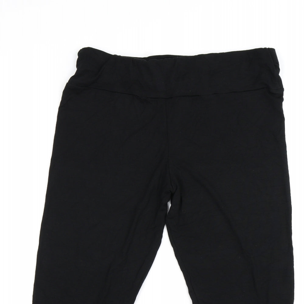 Boohoo Womens Black  Ramie Cropped Leggings Size 16 L21 in