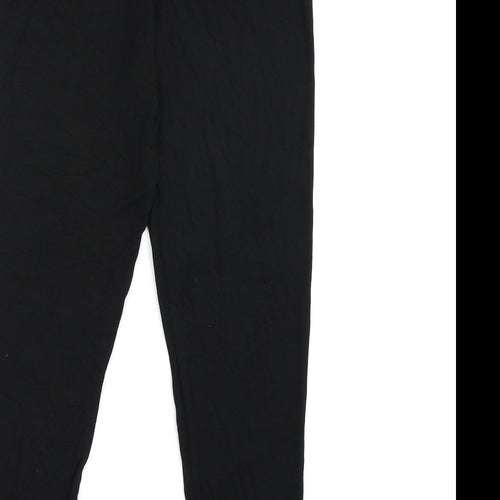 Boohoo Womens Black  Ramie Cropped Leggings Size 16 L21 in
