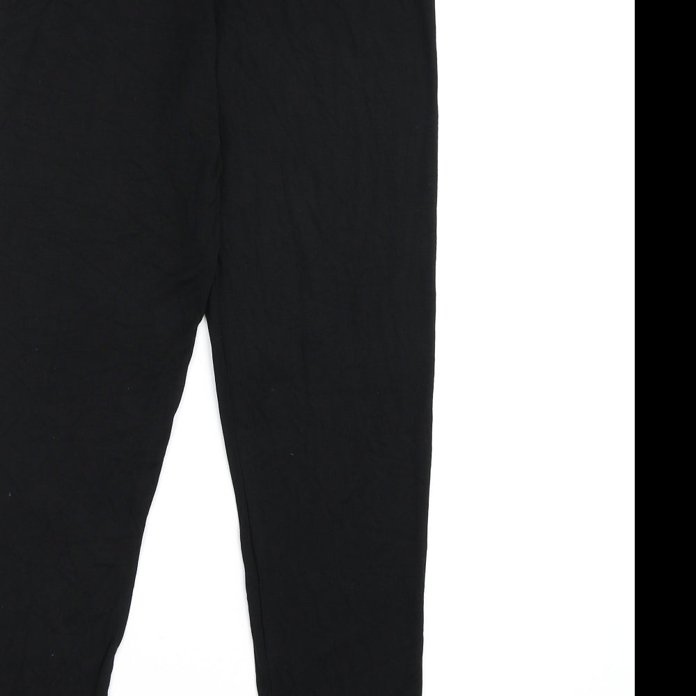 Boohoo Womens Black  Ramie Cropped Leggings Size 16 L21 in
