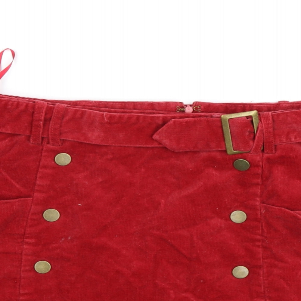 Monsoon Womens Red  Corduroy Straight & Pencil Skirt Size 14