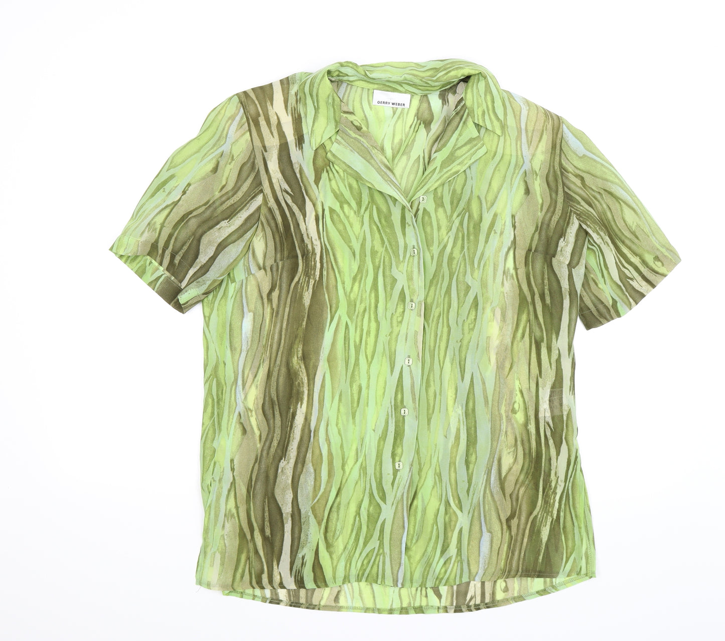 Gerry Weber Womens Green Striped Chiffon Basic Blouse Size 12