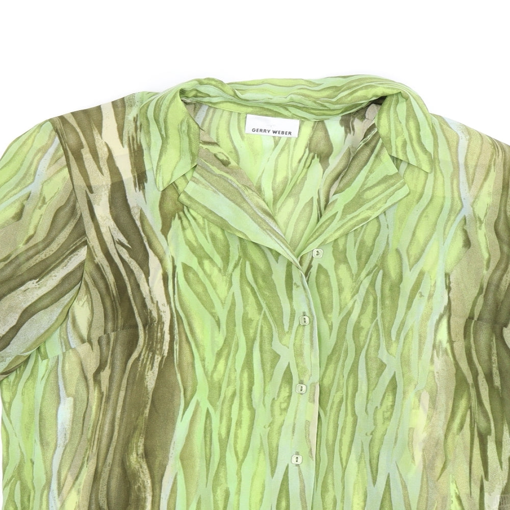 Gerry Weber Womens Green Striped Chiffon Basic Blouse Size 12