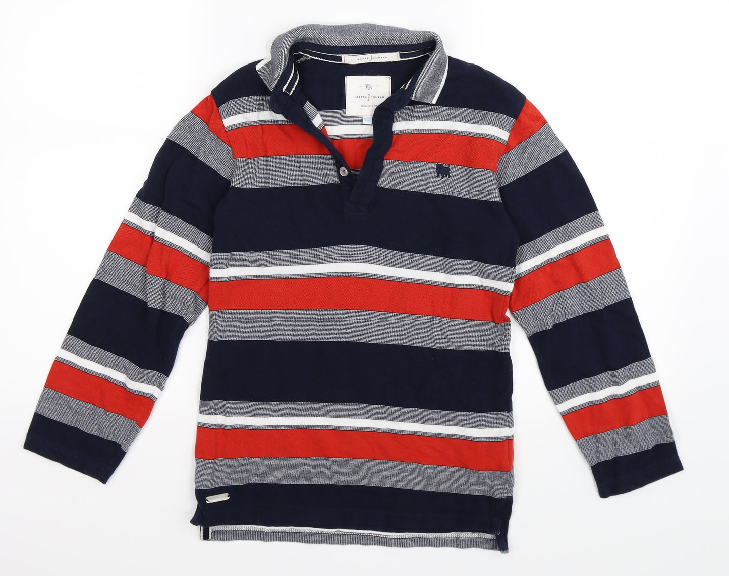 Jasper Conran Boys Blue Striped  Basic Polo Size 9-10 Years