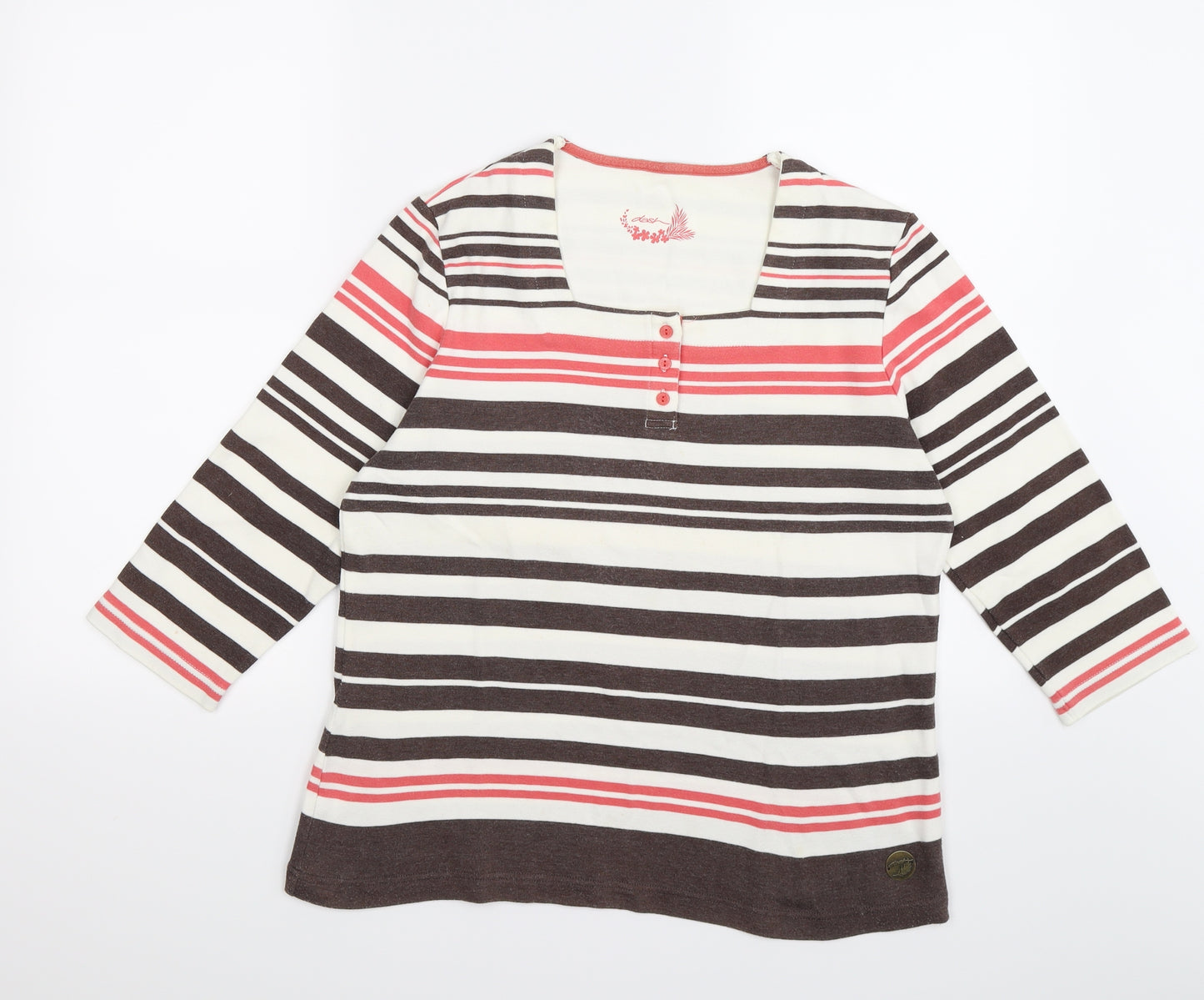 DASH Womens Brown Striped  Pullover Jumper Size 8