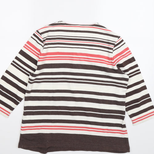 DASH Womens Brown Striped  Pullover Jumper Size 8