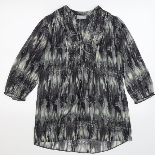 Wallis Womens Grey Striped Chiffon Tunic Blouse Size S
