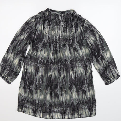 Wallis Womens Grey Striped Chiffon Tunic Blouse Size S