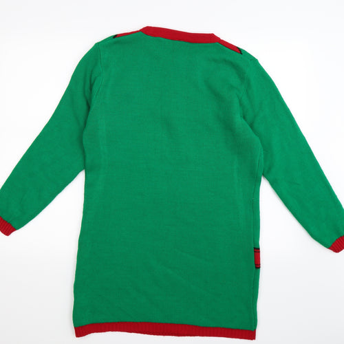 Preworn Womens Green  Knit Jumper Dress  Size 12  - SANTA'S HELPER