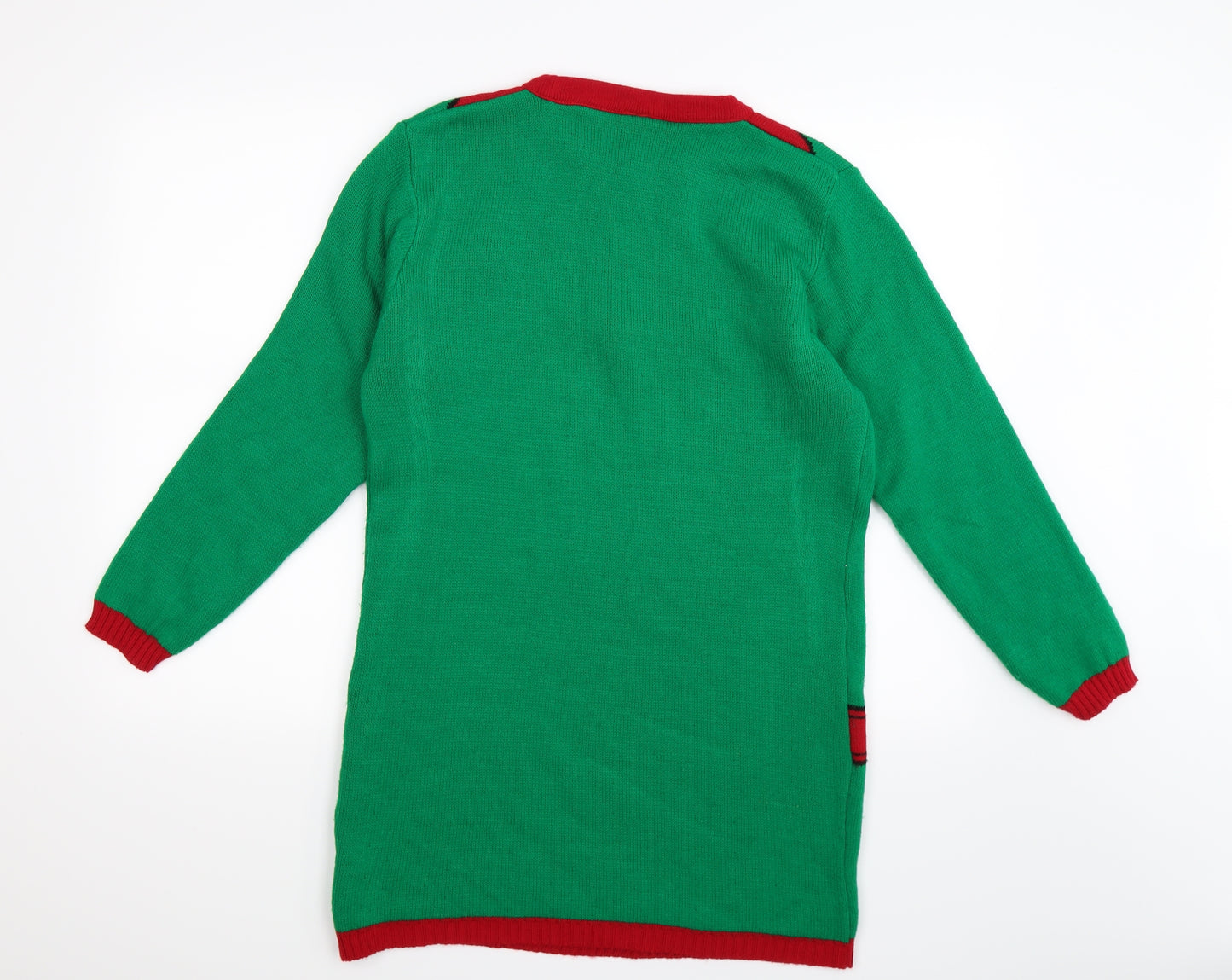 Preworn Womens Green  Knit Jumper Dress  Size 12  - SANTA'S HELPER