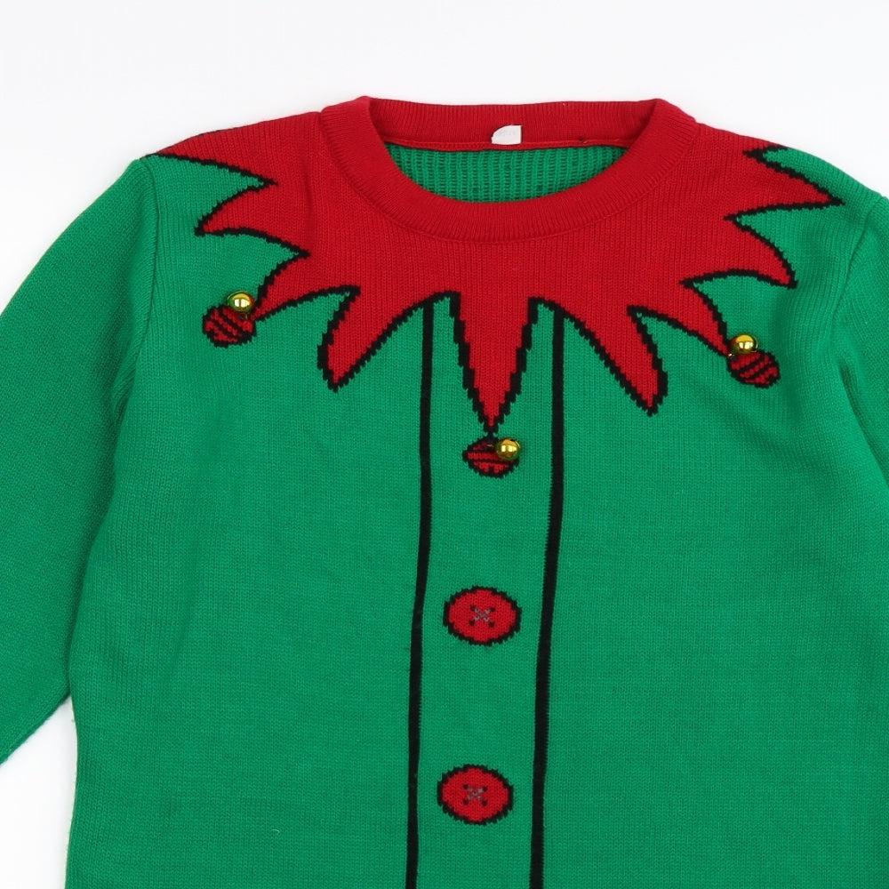 Preworn Womens Green  Knit Jumper Dress  Size 12  - SANTA'S HELPER