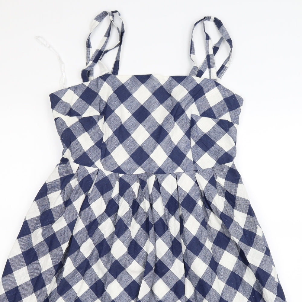 Louche Womens Blue Check Knit Fit & Flare  Size 14
