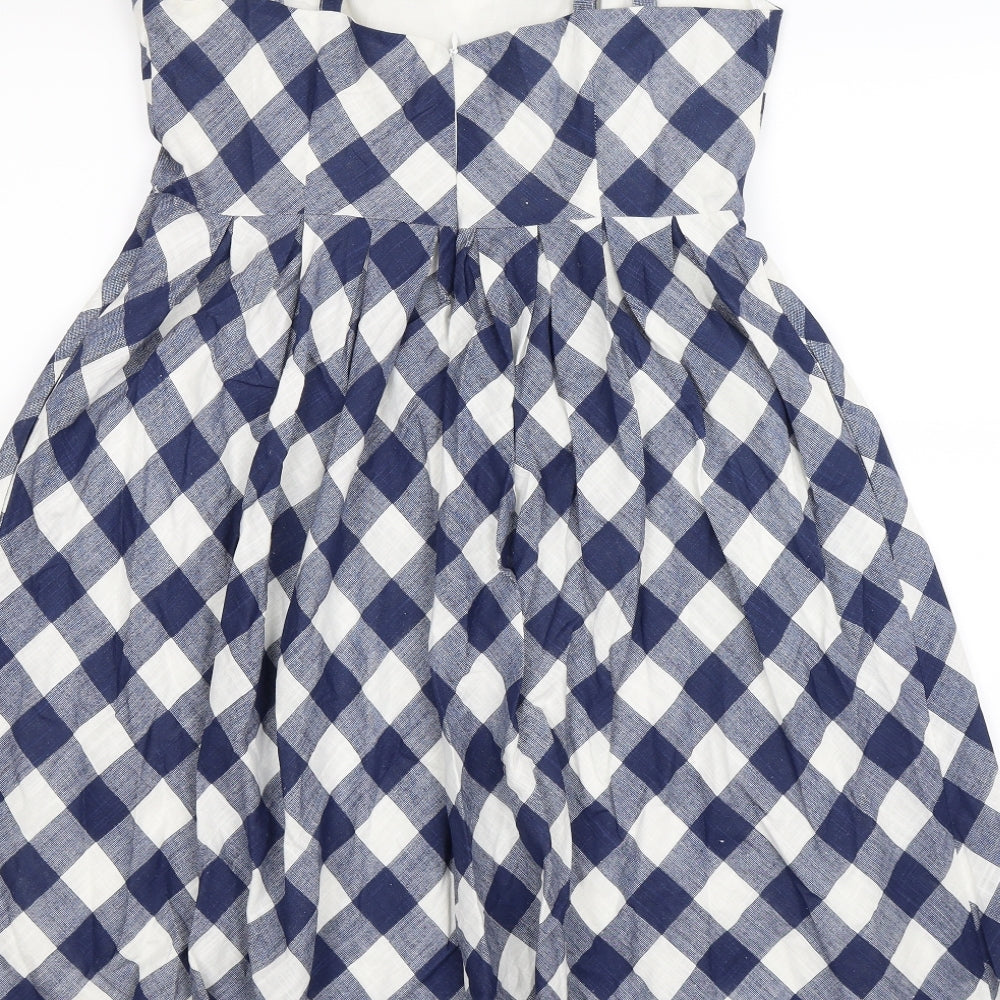 Louche Womens Blue Check Knit Fit & Flare  Size 14