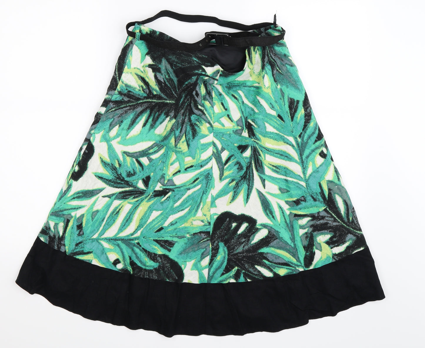 DUNNES Womens Green Floral  Flare Skirt Size 12  - BETLTED