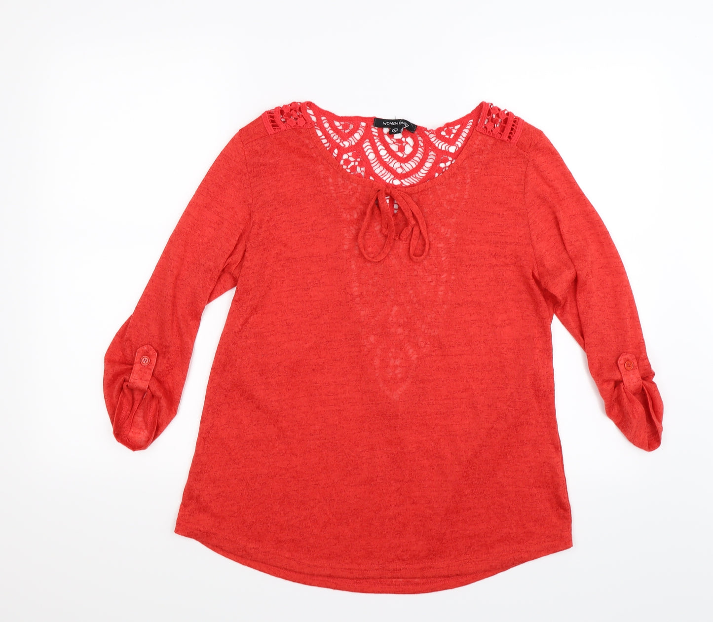 WOMEN ONLY Womens Red Floral Knit Pullover Jumper Size L