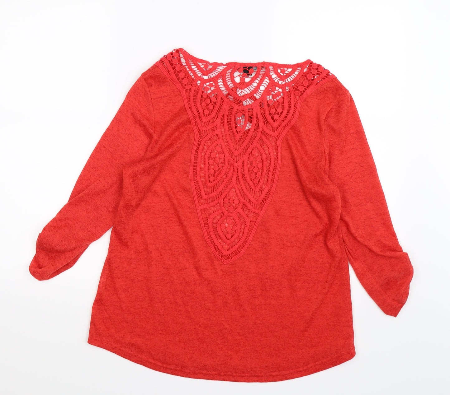 WOMEN ONLY Womens Red Floral Knit Pullover Jumper Size L