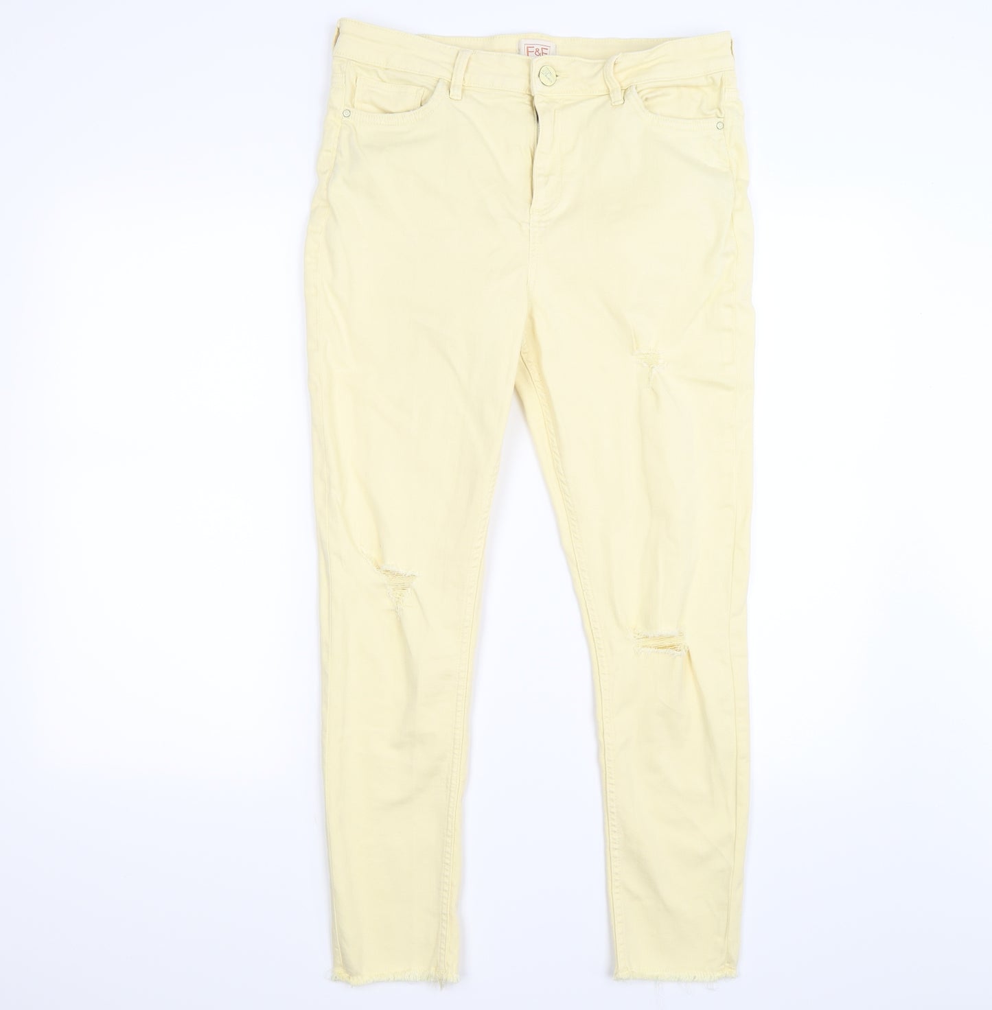 F&F Womens Yellow  Denim Skinny Jeans Size 14 L27 in