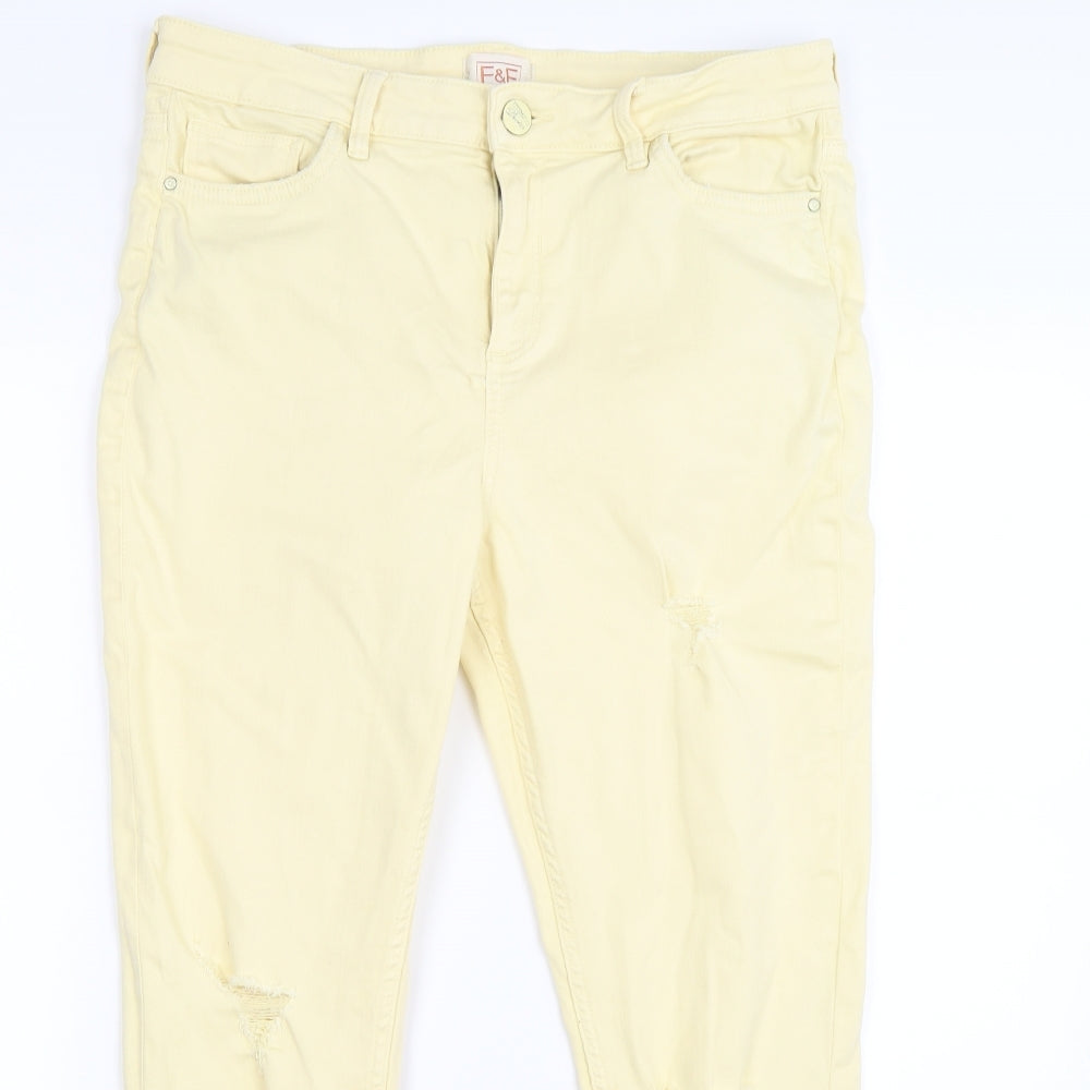 F&F Womens Yellow  Denim Skinny Jeans Size 14 L27 in