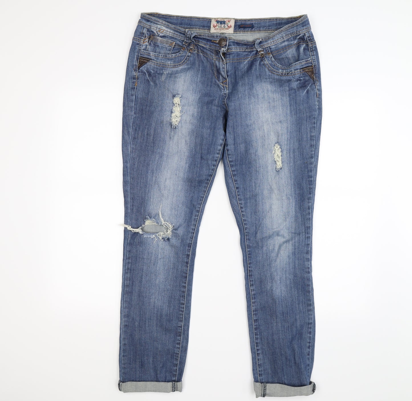 YES YES Womens Blue  Denim Straight Jeans Size 14 L27 in