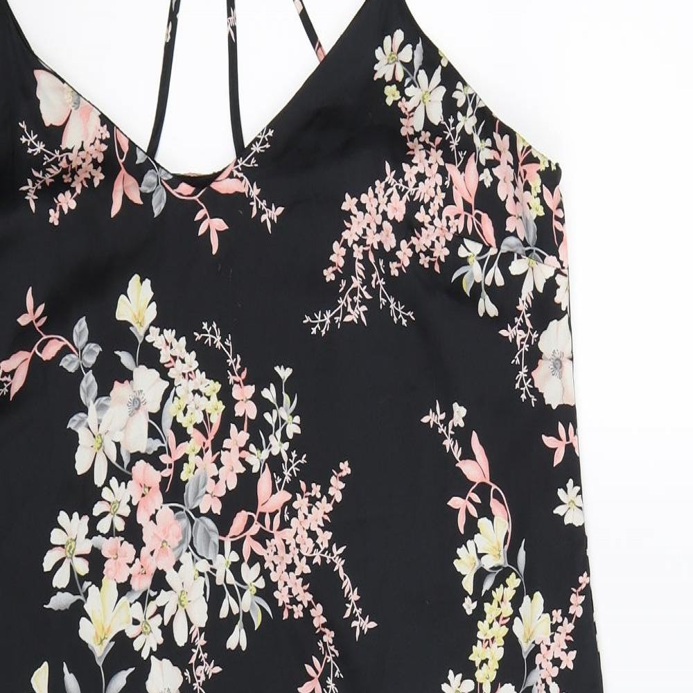 Atmosphere Womens Black Floral Satin Slip Dress  Size 16