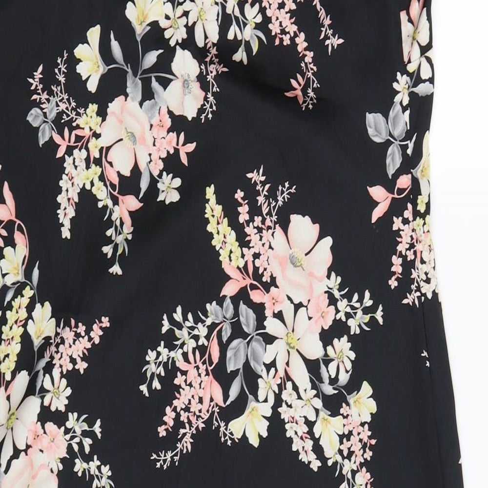 Atmosphere Womens Black Floral Satin Slip Dress  Size 16