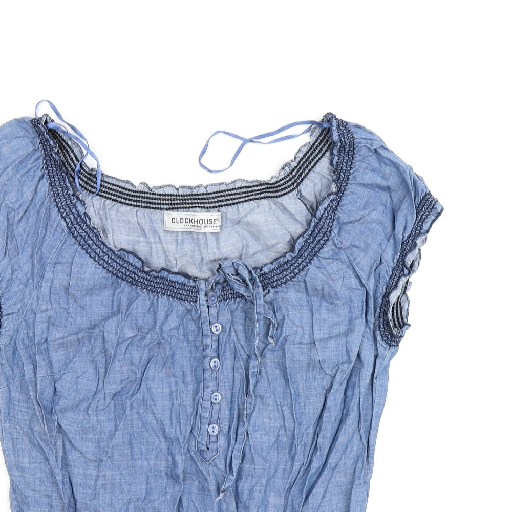 Clockhouse Womens Blue  Denim Tunic T-Shirt Size 14
