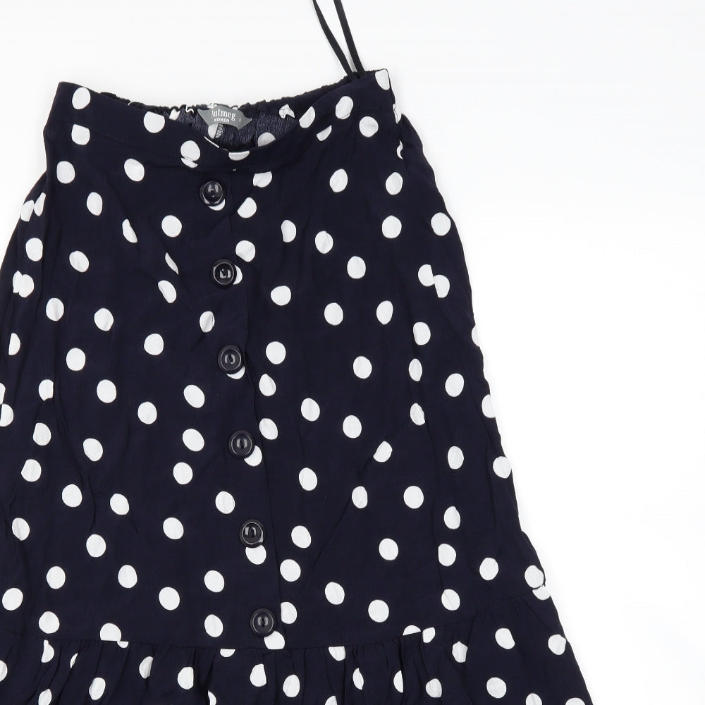Nutmeg Womens Blue Polka Dot  Flare Skirt Size 8