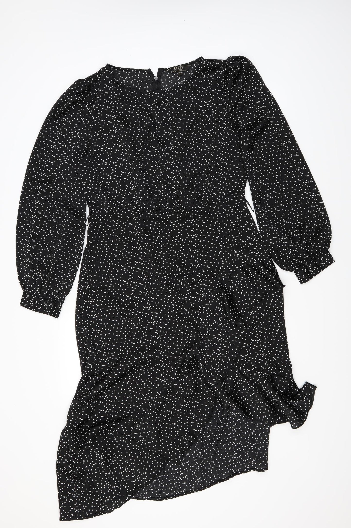 Lipsy Womens Black Polka Dot  Fit & Flare  Size 14