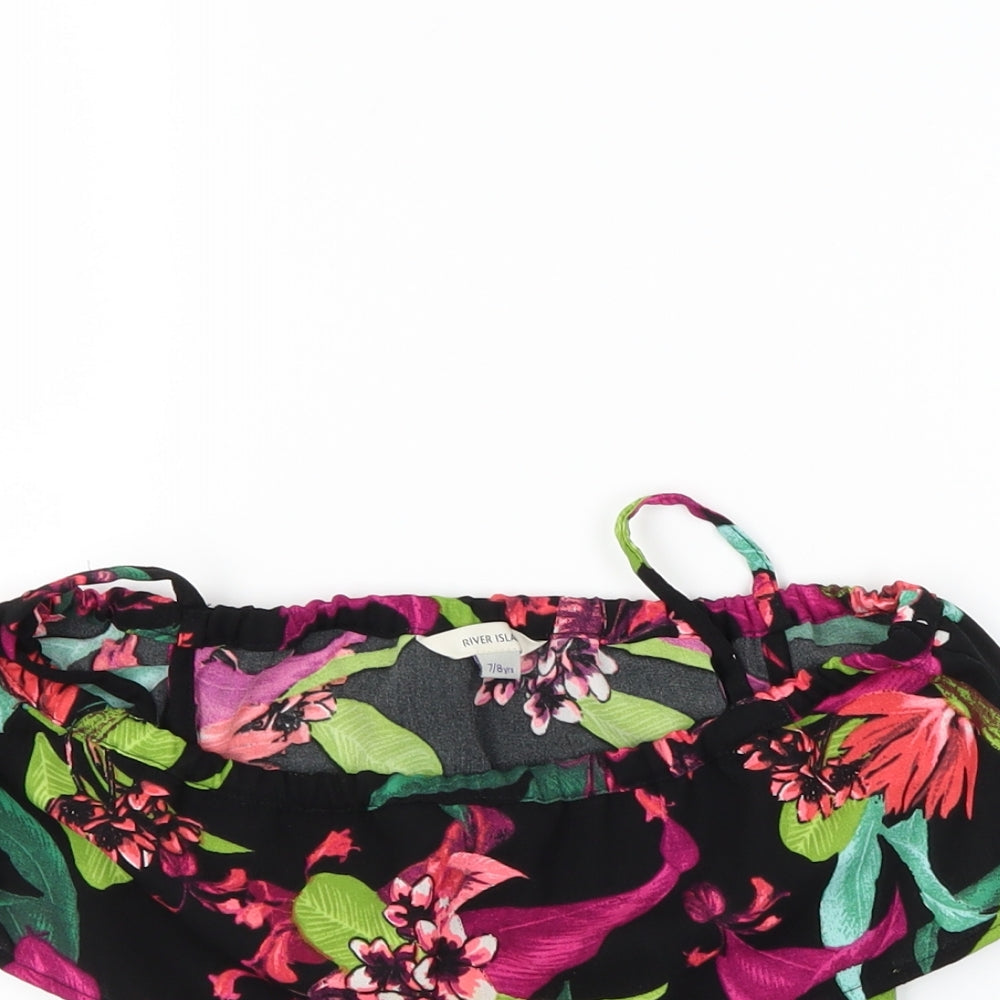 River Island Girls Multicoloured Floral  Cropped Blouse Size 7-8 Years