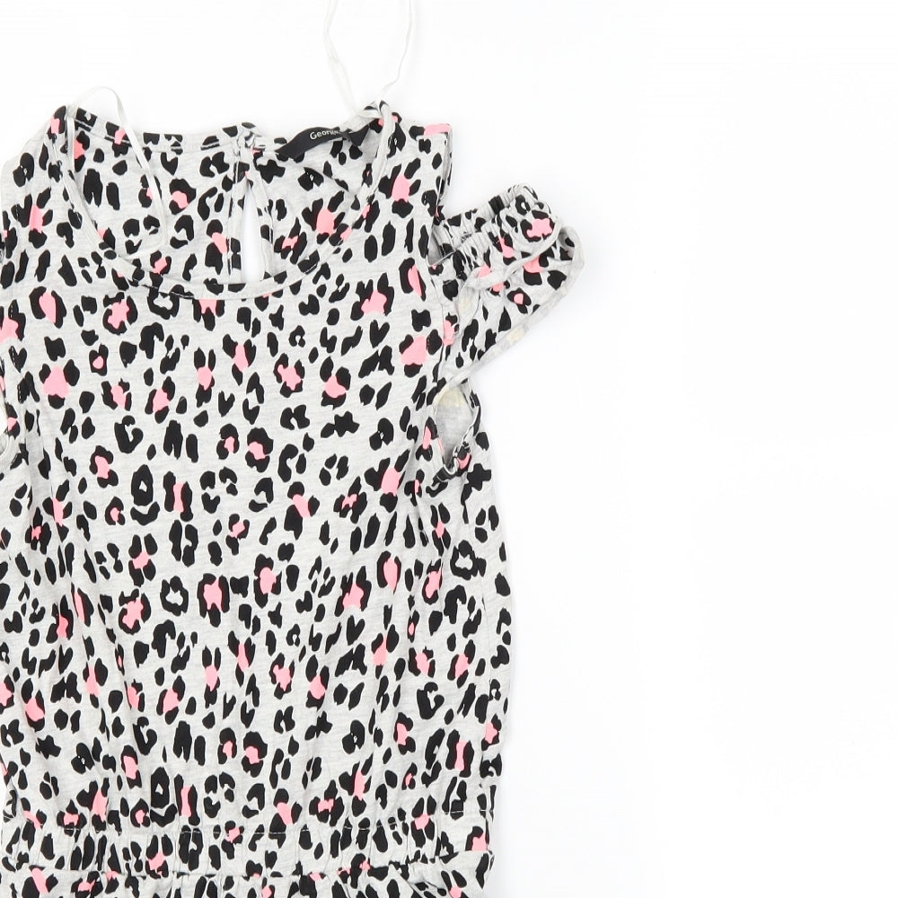 George Girls Grey Animal Print  Shorts One-Piece Size 9-10 Years