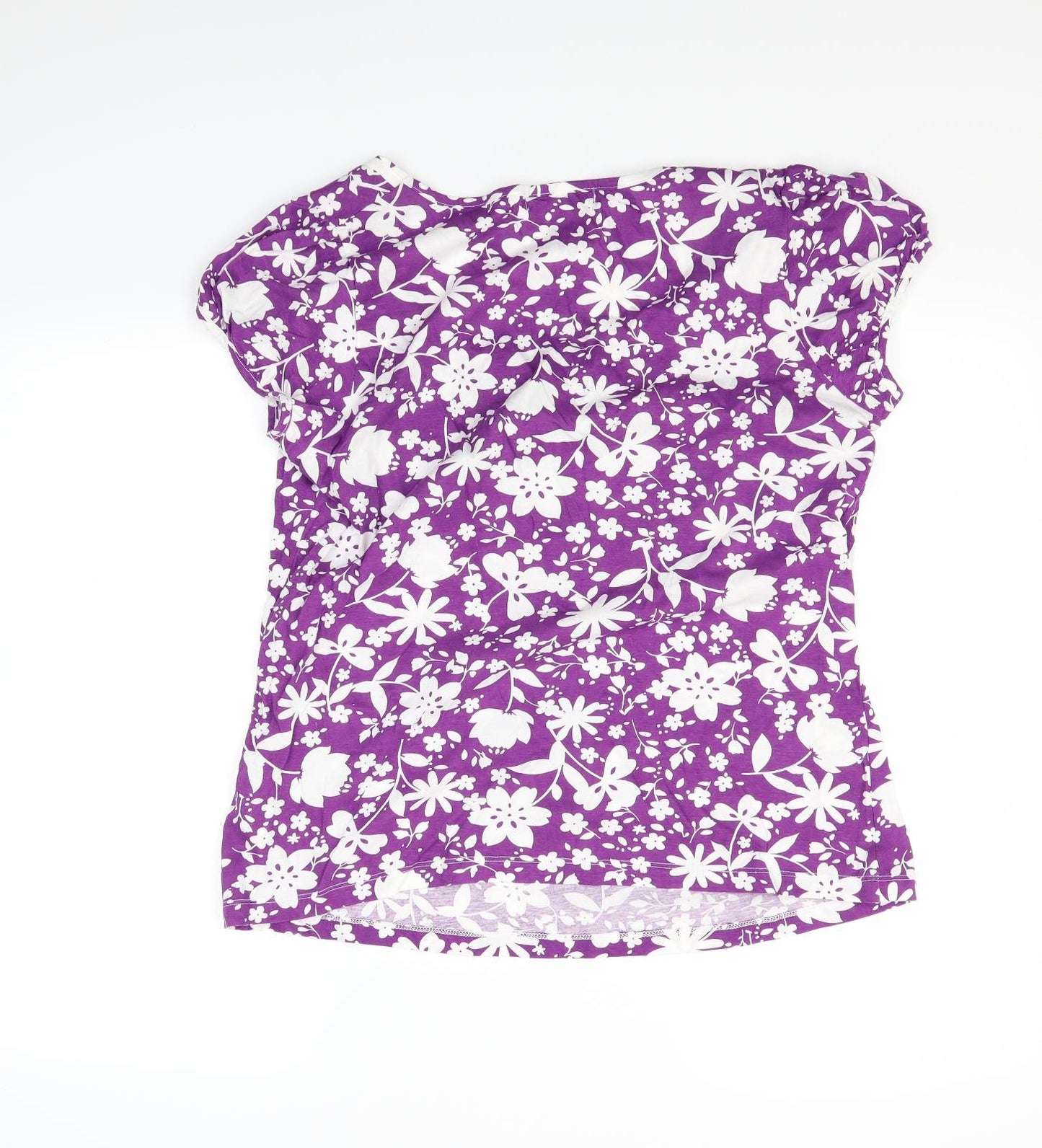 Marks and Spencer Womens Purple Floral  Basic T-Shirt Size 16