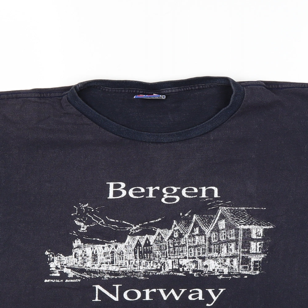 Preworn Mens Blue    T-Shirt Size M  - Norway