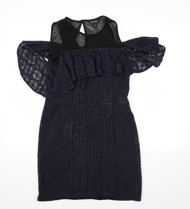Miss Selfridge Womens Blue Floral  A-Line  Size 12