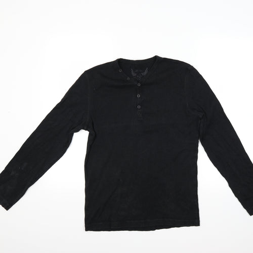 Borton Mens Black    Button-Up Size M
