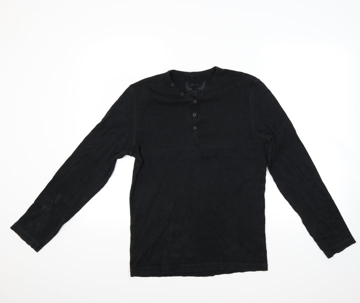 Borton Mens Black    Button-Up Size M