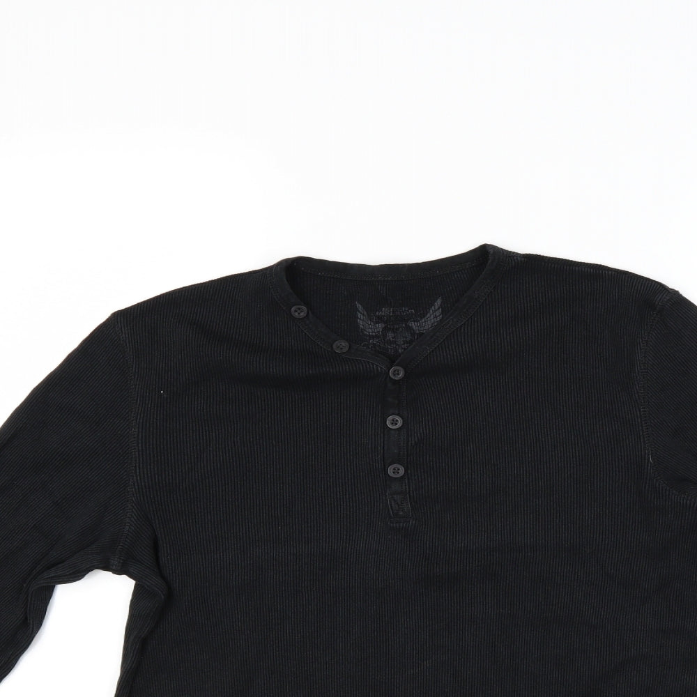 Borton Mens Black    Button-Up Size M