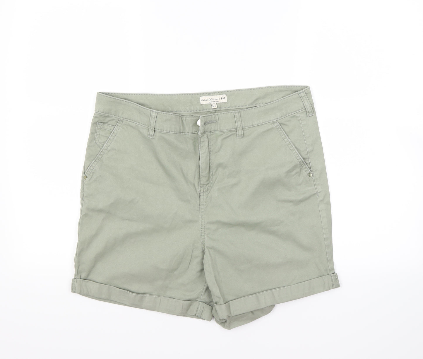 F&F Womens Green   Chino Shorts Size 14