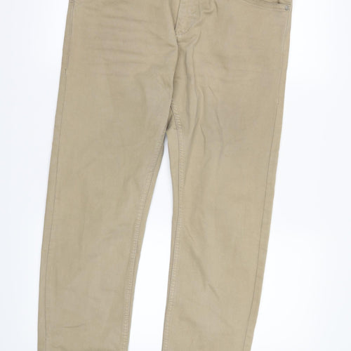 Mango Mens Beige  Denim Straight Jeans Size 32 L31 in