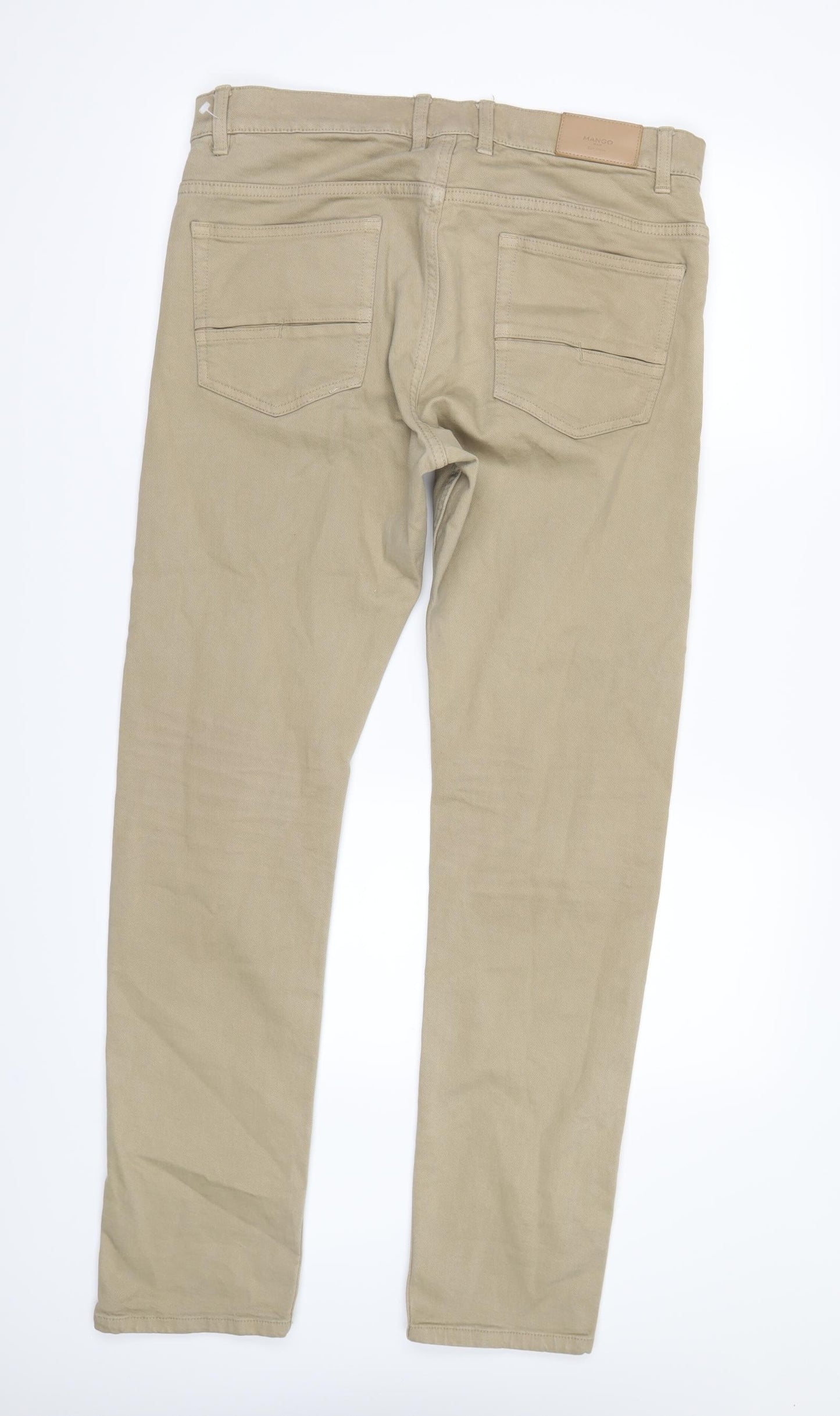 Mango Mens Beige  Denim Straight Jeans Size 32 L31 in