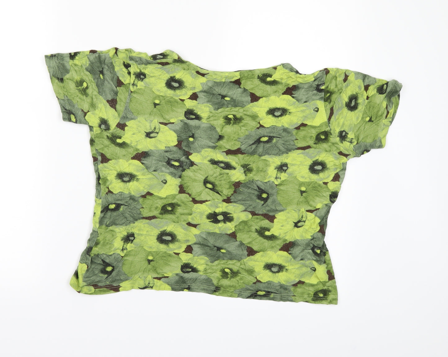 Olsen Womens Green Floral  Basic T-Shirt Size 12