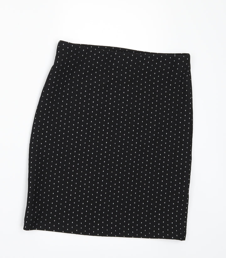 Even & Odd Womens Black Polka Dot  Bandage Skirt Size S