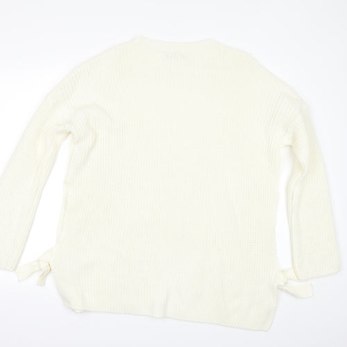 booh Womens Ivory   Pullover Jumper Size M  - tie sides