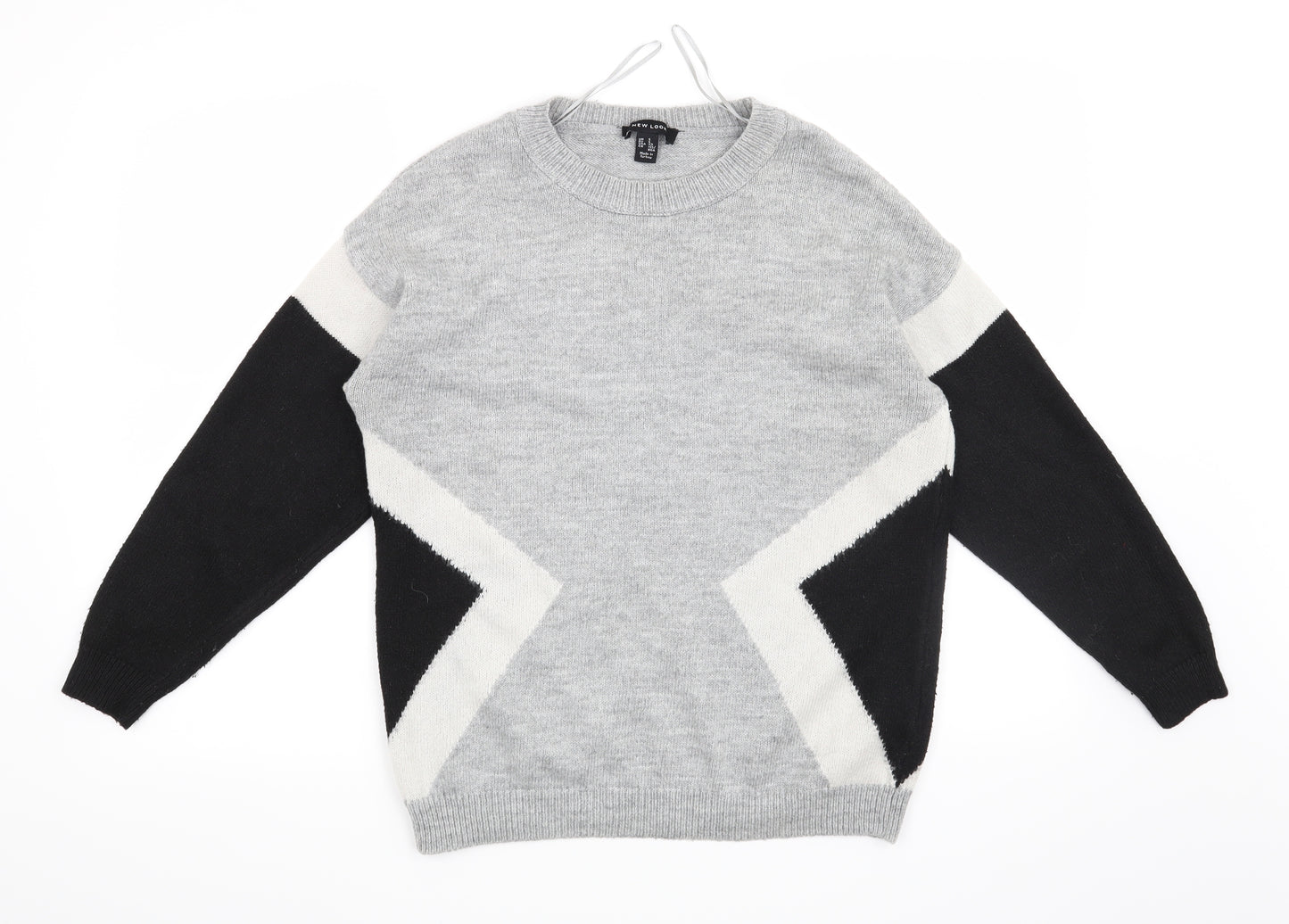 New Look Womens Black Geometric  Pullover Jumper Size S