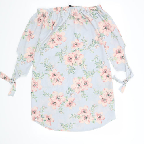 New Look Womens Blue Floral  Shirt Dress  Size 10
