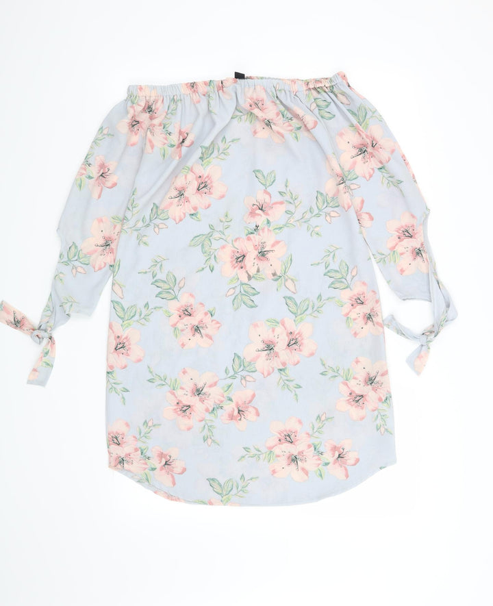 New Look Womens Blue Floral Shirt Dress Size 10