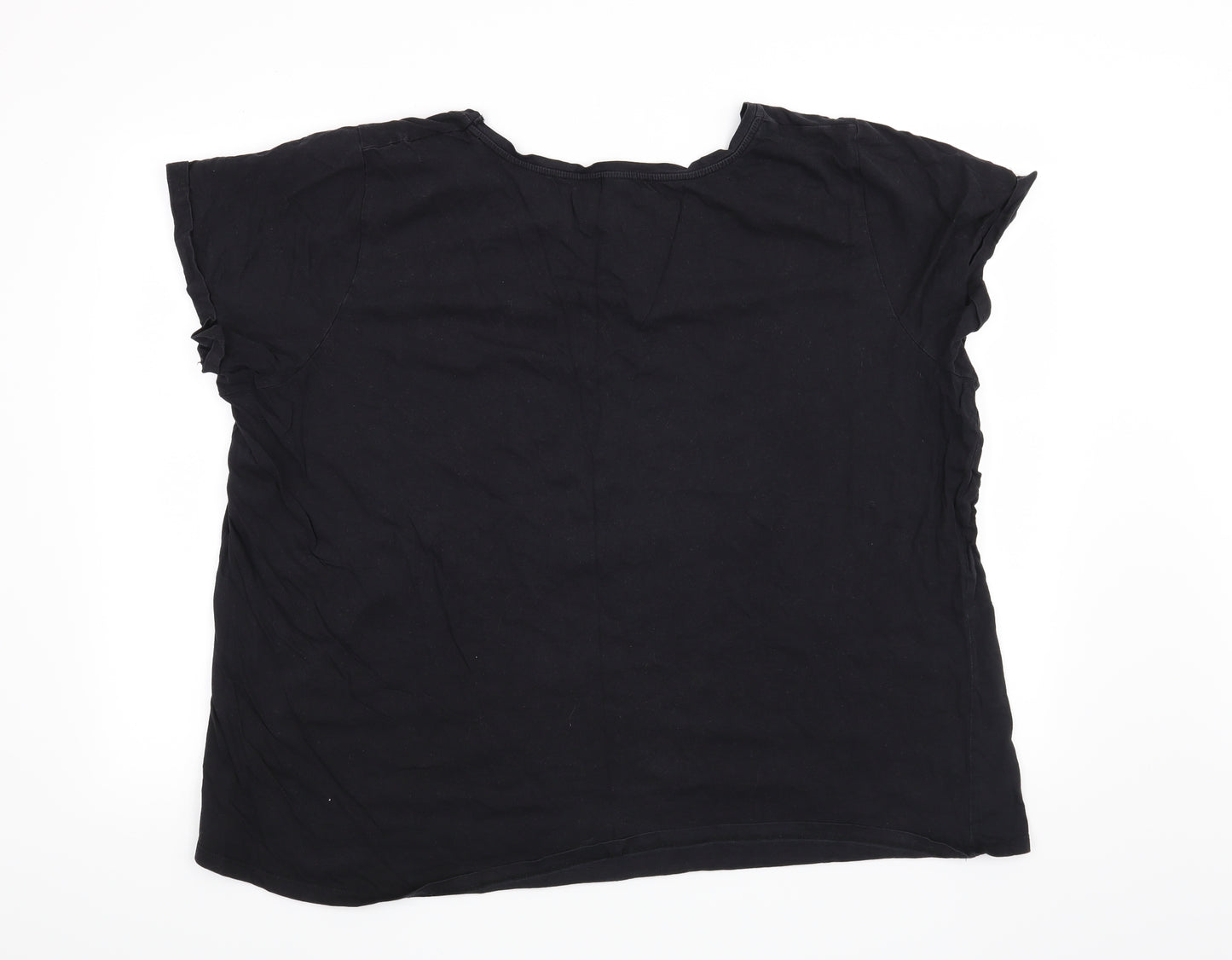 Rogers+Rogers Womens Black Floral  Basic T-Shirt Size 26  - Heart