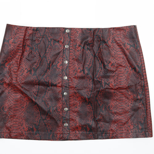 Very Womens Red Animal Print  Mini Skirt Size 24
