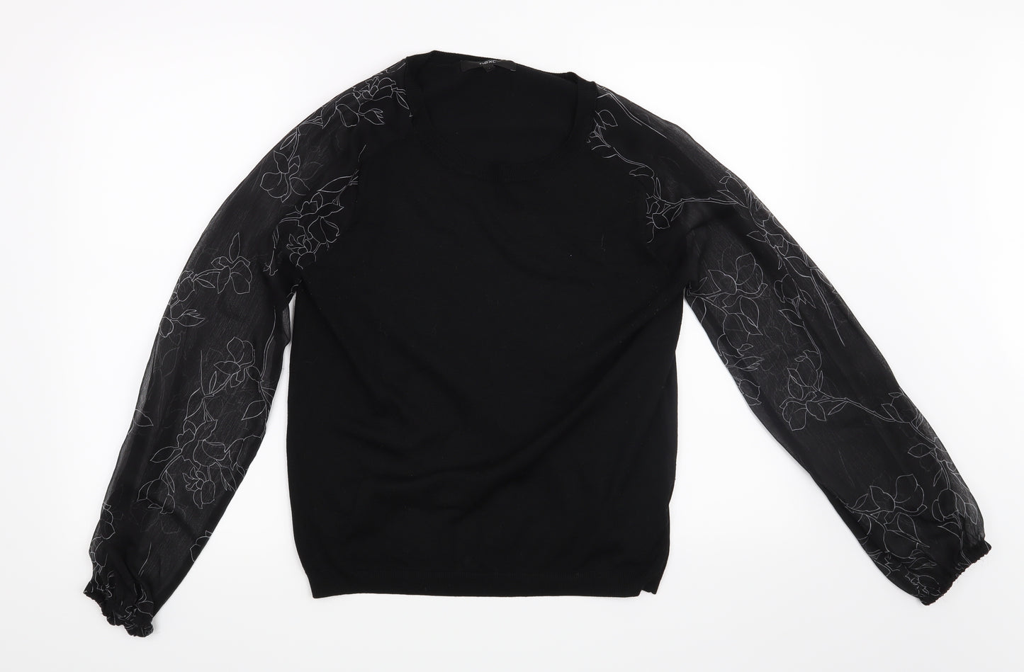 NEXT Womens Black Floral  Pullover Jumper Size 14