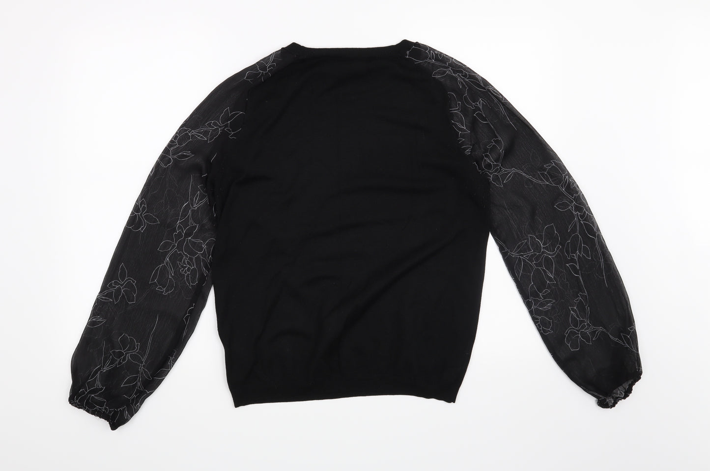 NEXT Womens Black Floral  Pullover Jumper Size 14