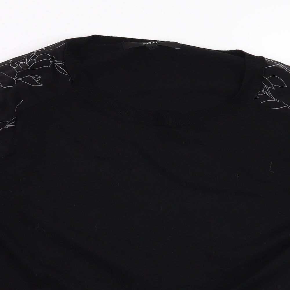 NEXT Womens Black Floral  Pullover Jumper Size 14